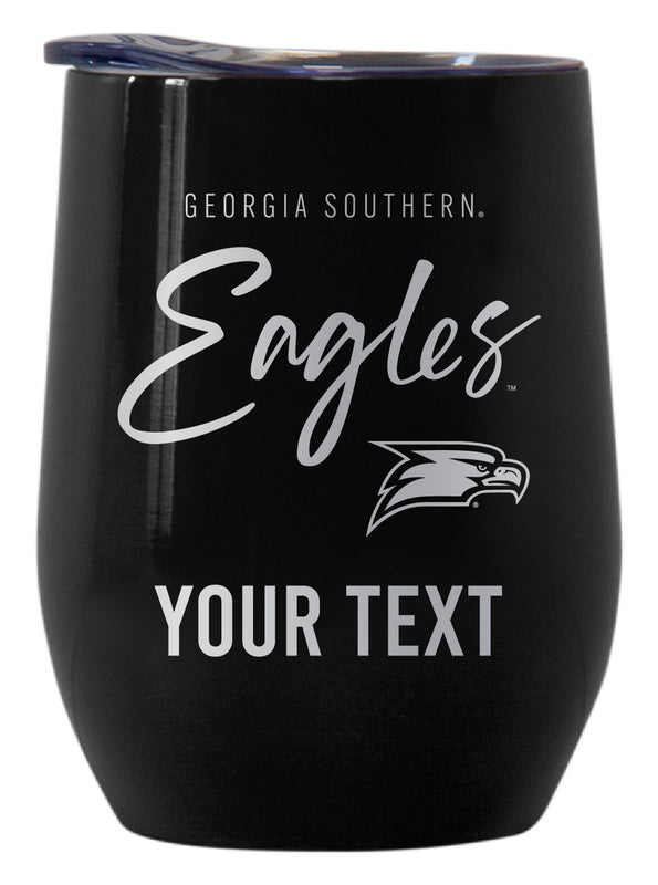Georgia Southern Eagles Customizable Officially Licensed 12 oz Engraved Insulated Wine Tumbler Black