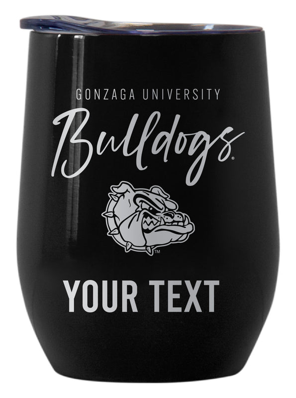 Gonzaga Bulldogs Customizable Officially Licensed 12 oz Engraved Insulated Wine Tumbler Black