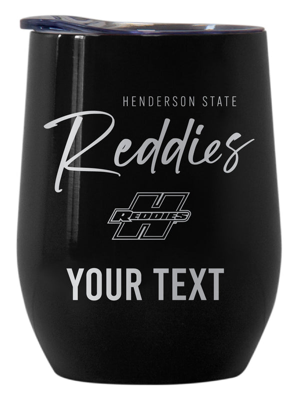 Henderson State Reddies Customizable Officially Licensed 12 oz Engraved Insulated Wine Tumbler Black