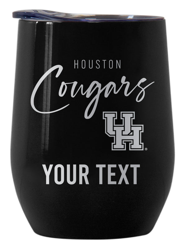 University of Houston Customizable Officially Licensed 12 oz Engraved Insulated Wine Tumbler Black