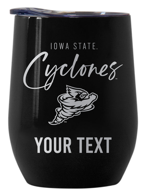 Iowa State Cyclones Customizable Officially Licensed 12 oz Engraved Insulated Wine Tumbler Black