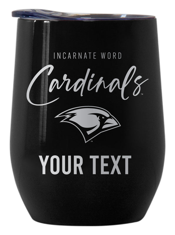Incarnate Word Cardinals Customizable Officially Licensed 12 oz Engraved Insulated Wine Tumbler Black