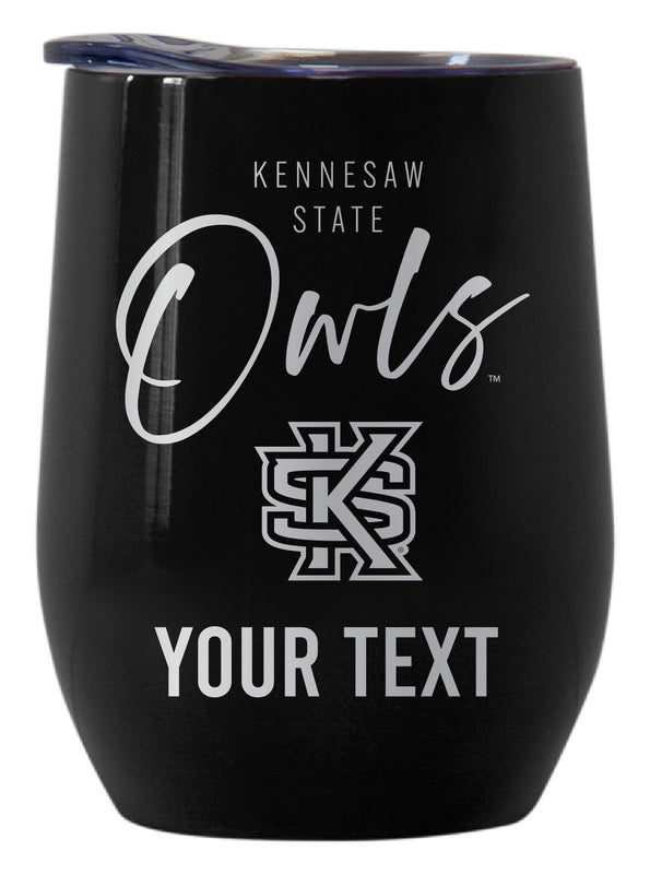 Kennesaw State University Customizable Officially Licensed 12 oz Engraved Insulated Wine Tumbler Black
