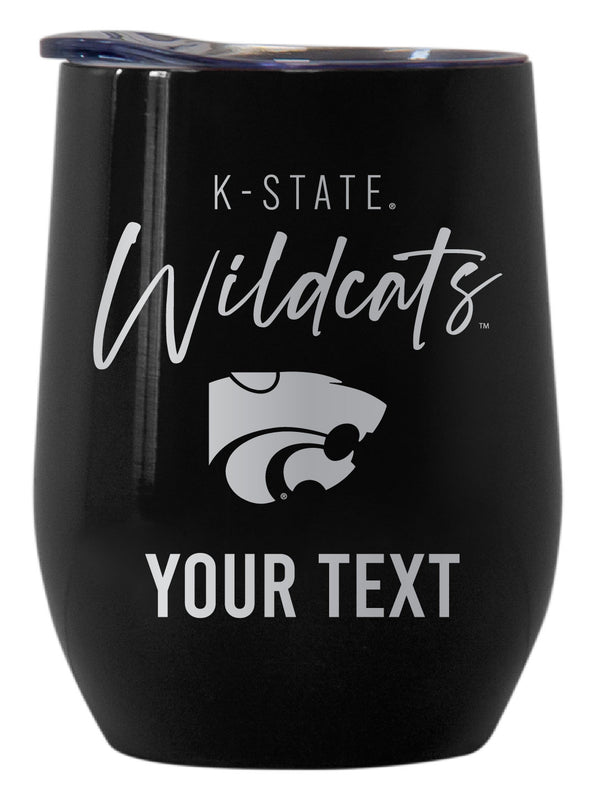 Kansas State Wildcats Customizable Officially Licensed 12 oz Engraved Insulated Wine Tumbler Black