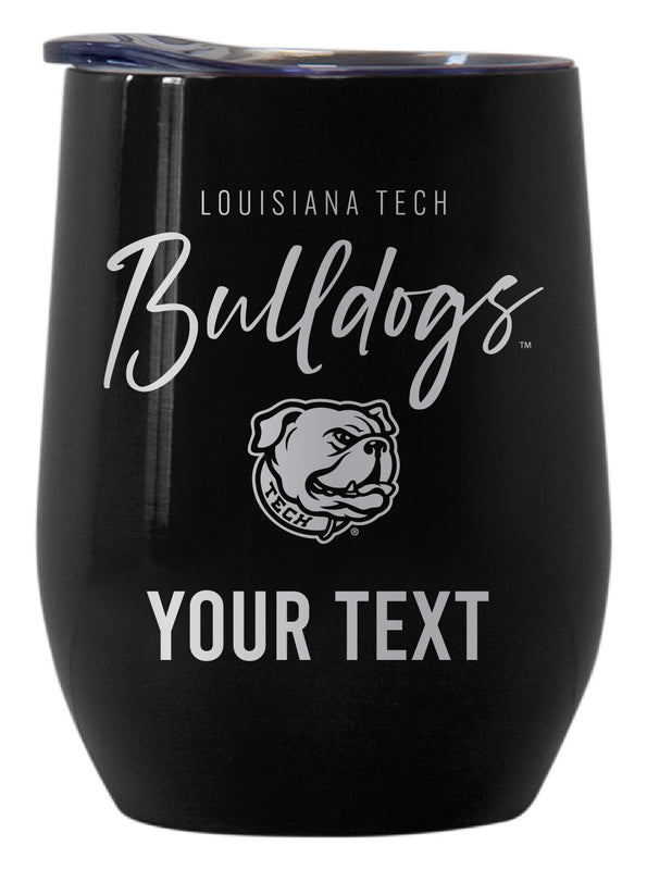 Louisiana Tech Bulldogs Customizable Officially Licensed 12 oz Engraved Insulated Wine Tumbler Black