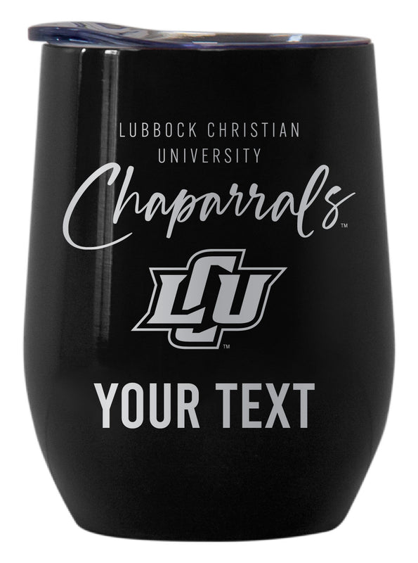 Lubbock Christian University Chaparral Customizable Officially Licensed 12 oz Engraved Insulated Wine Tumbler Black