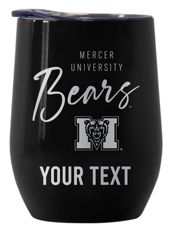 Mercer University Customizable Officially Licensed 12 oz Engraved Insulated Wine Tumbler Black