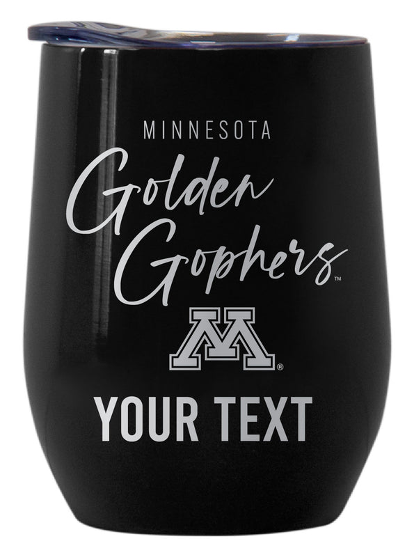Minnesota Gophers Customizable Officially Licensed 12 oz Engraved Insulated Wine Tumbler Black
