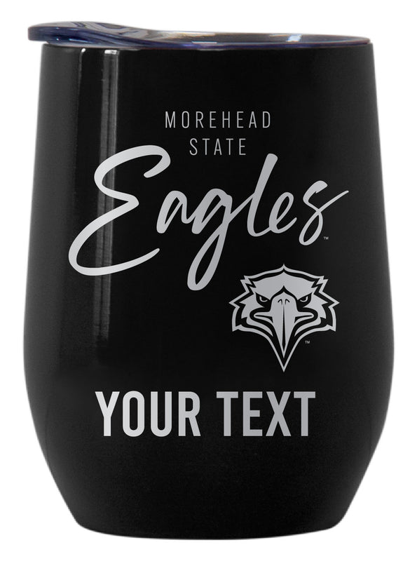 Morehead State University Customizable Officially Licensed 12 oz Engraved Insulated Wine Tumbler Black