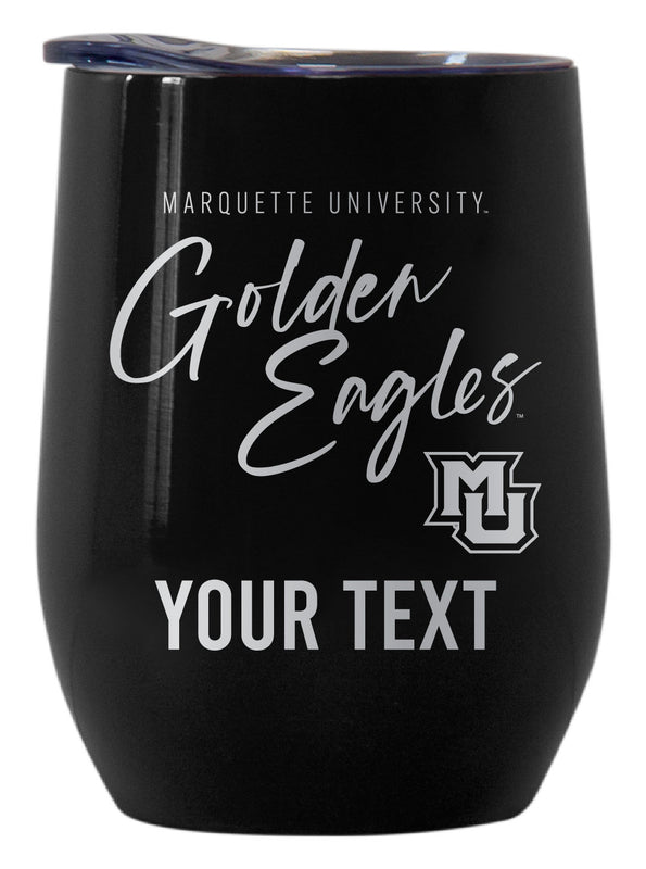 Marquette Golden Eagles Customizable Officially Licensed 12 oz Engraved Insulated Wine Tumbler Black
