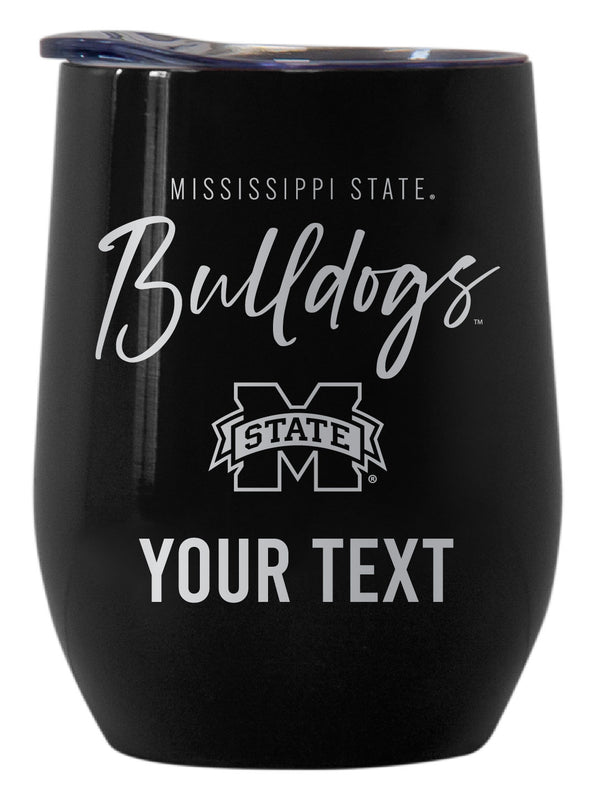 Mississippi State Bulldogs Customizable Officially Licensed 12 oz Engraved Insulated Wine Tumbler Black