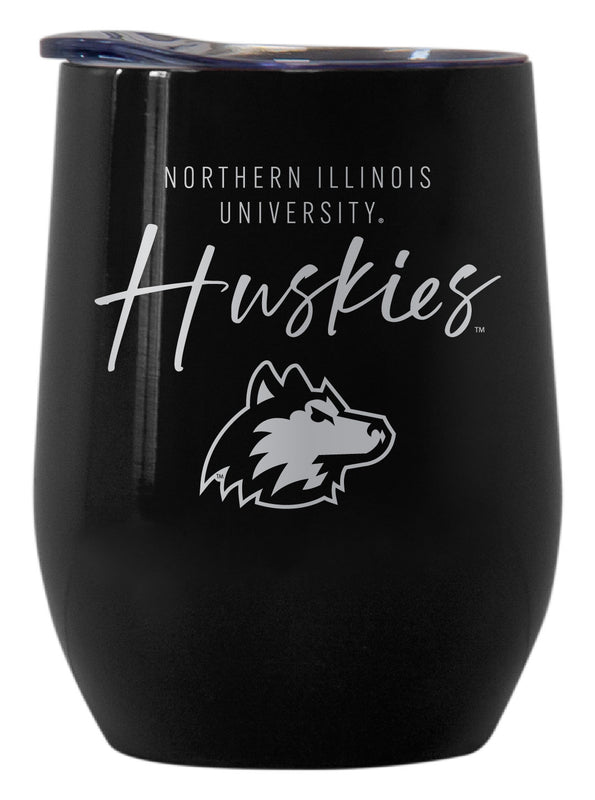 Northern Illinois Huskies Customizable Officially Licensed 12 oz Engraved Insulated Wine Tumbler Black