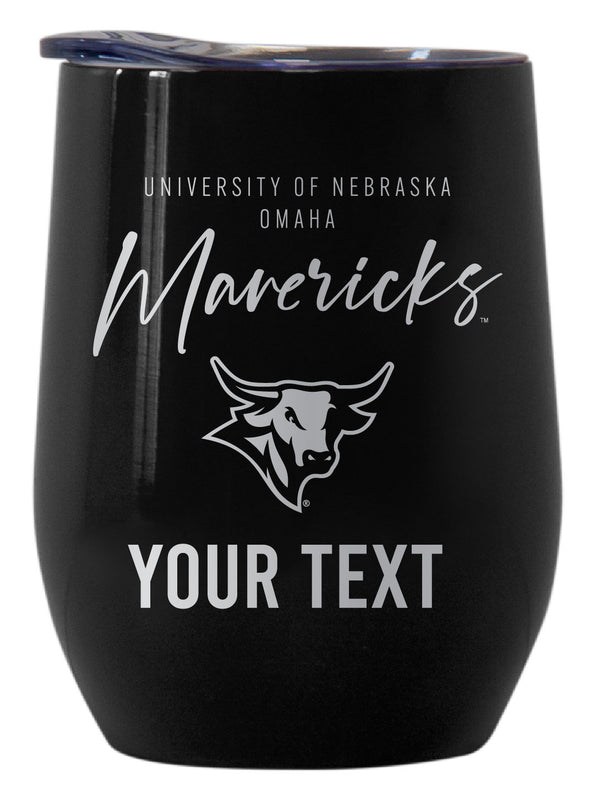 Nebraska at Omaha Customizable Officially Licensed 12 oz Engraved Insulated Wine Tumbler Black