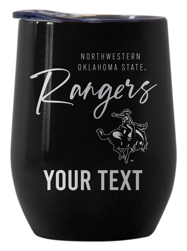 Northwestern Oklahoma State University Customizable Officially Licensed 12 oz Engraved Insulated Wine Tumbler Black