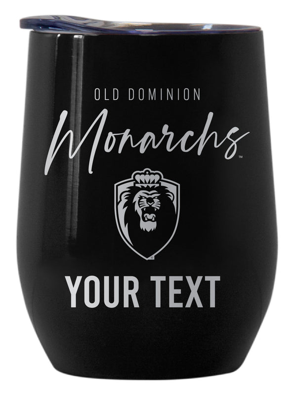 Old Dominion Monarchs Customizable Officially Licensed 12 oz Engraved Insulated Wine Tumbler Black