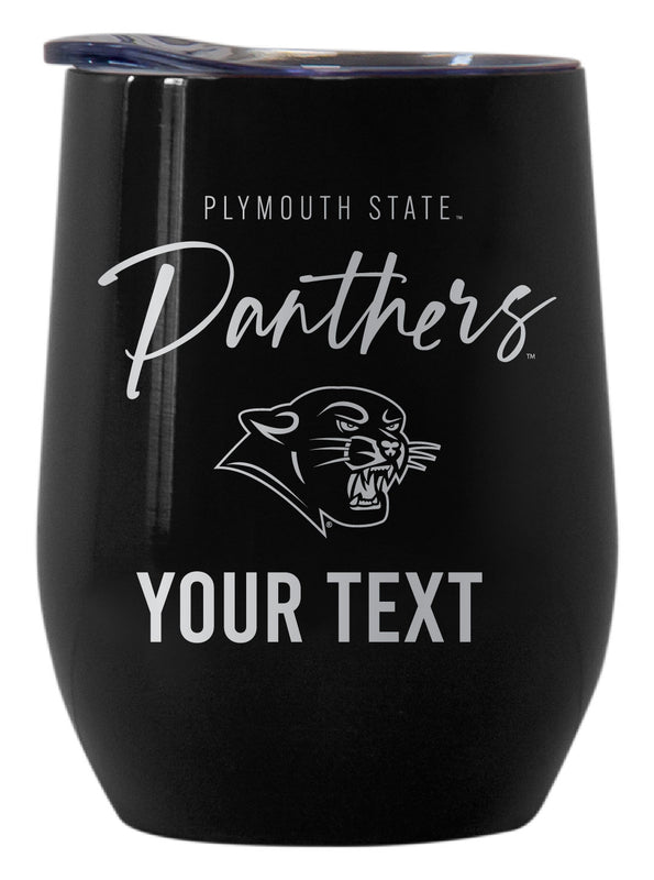 Plymouth State University Customizable Officially Licensed 12 oz Engraved Insulated Wine Tumbler Black