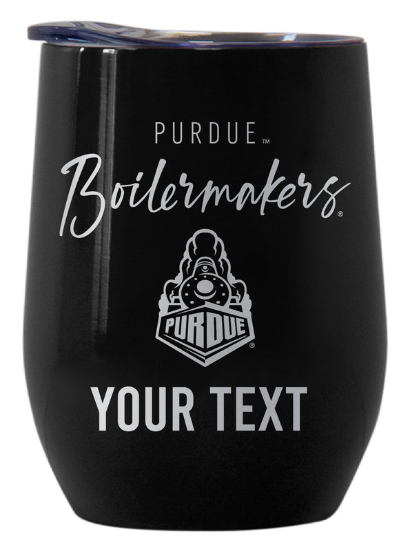 Purdue Boilermakers Customizable Officially Licensed 12 oz Engraved Insulated Wine Tumbler Black