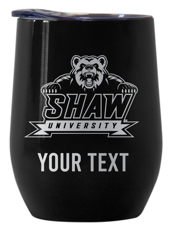 Shaw University Bears Customizable Officially Licensed 12 oz Engraved Insulated Wine Tumbler Black