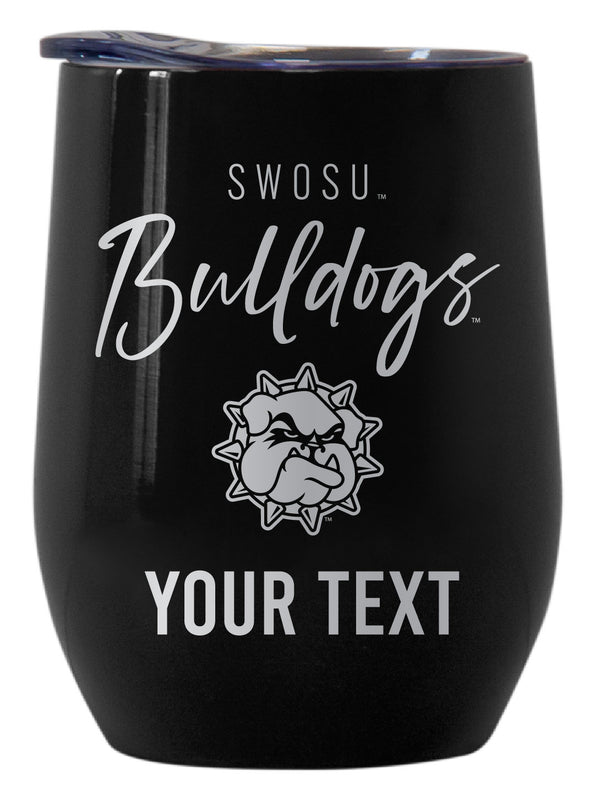 Southwestern Oklahoma State University Customizable Officially Licensed 12 oz Engraved Insulated Wine Tumbler Black