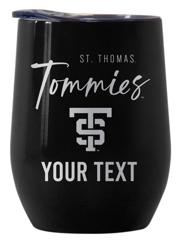 University of St. Thomas Customizable Officially Licensed 12 oz Engraved Insulated Wine Tumbler Black