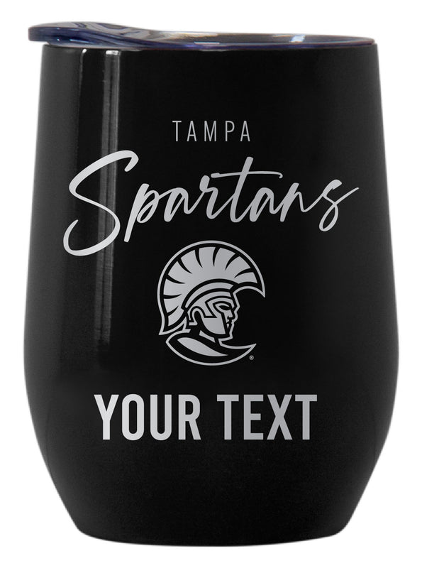 University of Tampa Spartans Customizable Officially Licensed 12 oz Engraved Insulated Wine Tumbler Black