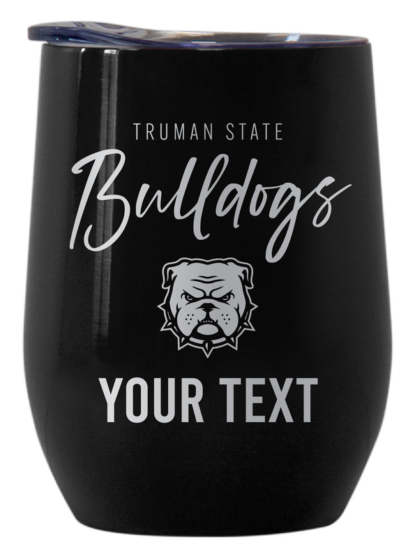 Truman State University Customizable Officially Licensed 12 oz Engraved Insulated Wine Tumbler Black