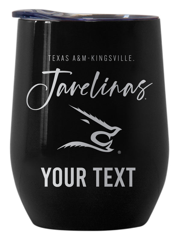 Texas A&M Kingsville Javelinas Customizable Officially Licensed 12 oz Engraved Insulated Wine Tumbler Black