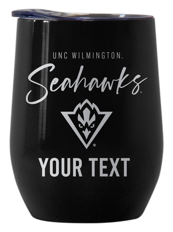 North Carolina Wilmington Seahawks Customizable Officially Licensed 12 oz Engraved Insulated Wine Tumbler Black