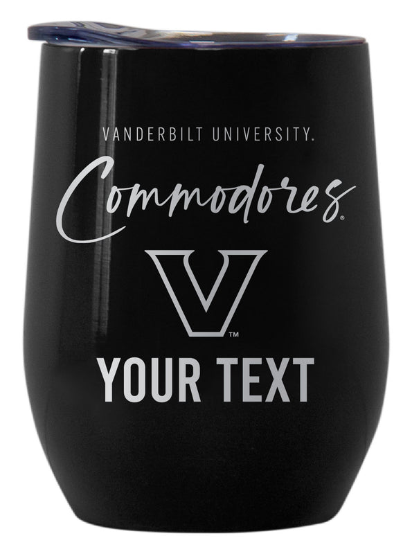 Vanderbilt University Customizable Officially Licensed 12 oz Engraved Insulated Wine Tumbler Black