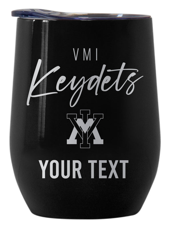 VMI Keydets Customizable Officially Licensed 12 oz Engraved Insulated Wine Tumbler Black