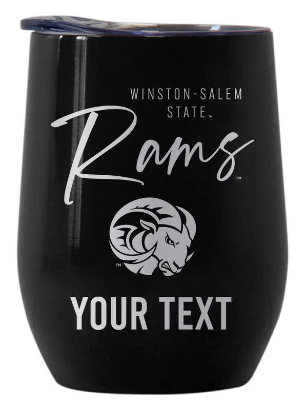 Winston-Salem State Customizable Officially Licensed 12 oz Engraved Insulated Wine Tumbler Black