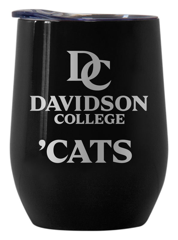 Davidson College Officially Licensed 12 oz Engraved Insulated Wine Stainless Steel Tumbler Black