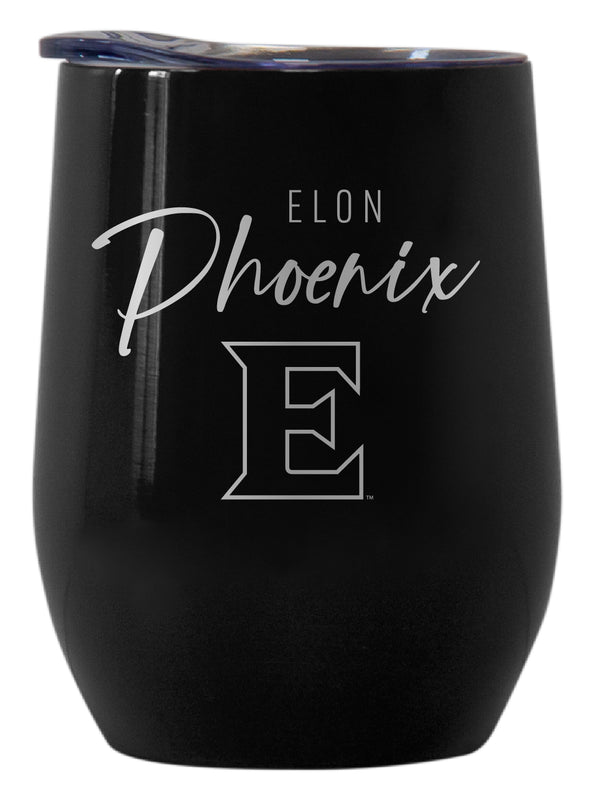 Elon University Officially Licensed 12 oz Engraved Insulated Wine Stainless Steel Tumbler Black