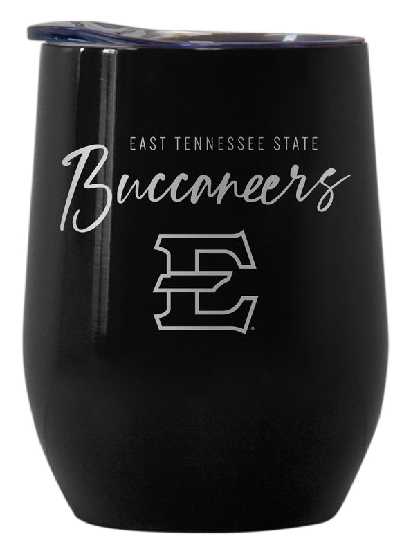 East Tennessee State University Officially Licensed 12 oz Engraved Insulated Wine Stainless Steel Tumbler Black