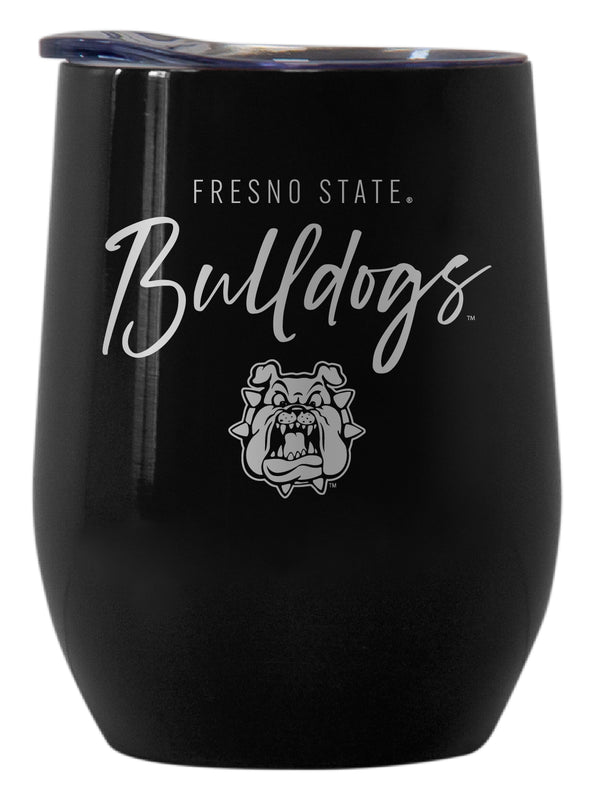 Fresno State Bulldogs Officially Licensed 12 oz Engraved Insulated Wine Stainless Steel Tumbler Black