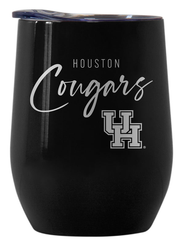 University of Houston Officially Licensed 12 oz Engraved Insulated Wine Stainless Steel Tumbler Black