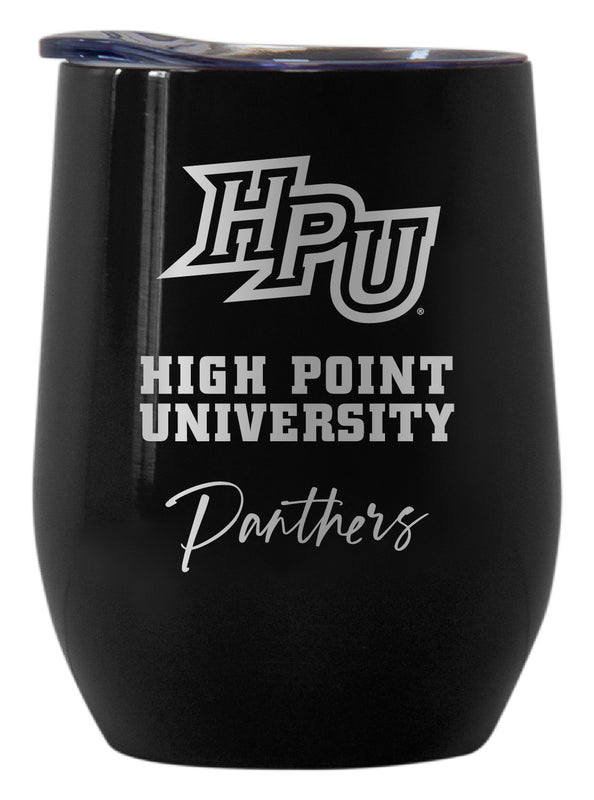 High Point University Officially Licensed 12 oz Engraved Insulated Wine Stainless Steel Tumbler Black