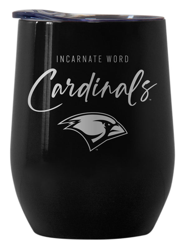 Incarnate Word Cardinals Officially Licensed 12 oz Engraved Insulated Wine Stainless Steel Tumbler Black