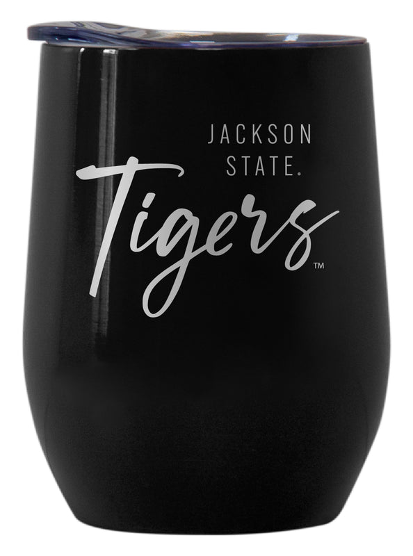 Jackson State University Officially Licensed 12 oz Engraved Insulated Wine Stainless Steel Tumbler Black
