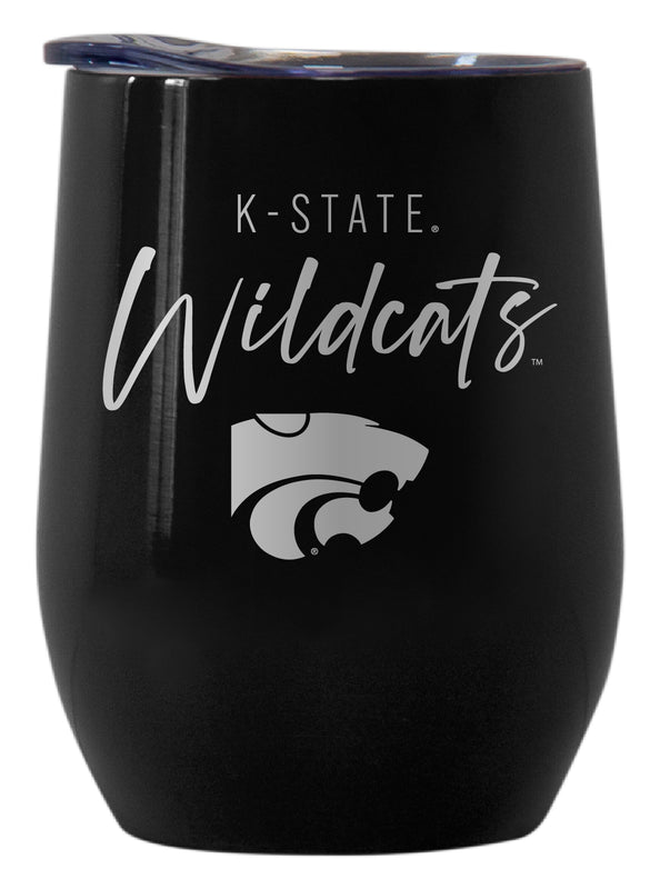 Kansas State Wildcats Officially Licensed 12 oz Engraved Insulated Wine Stainless Steel Tumbler Black