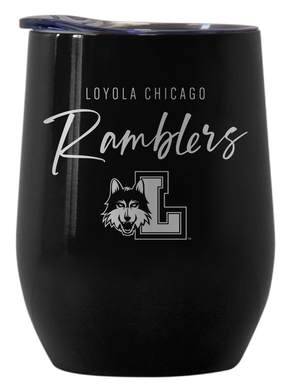 Loyola University Ramblers Officially Licensed 12 oz Engraved Insulated Wine Stainless Steel Tumbler Black