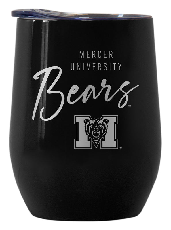 Mercer University Officially Licensed 12 oz Engraved Insulated Wine Stainless Steel Tumbler Black