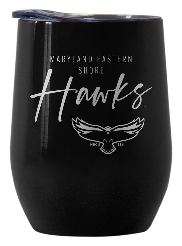 Maryland Eastern Shore Officially Licensed 12 oz Engraved Insulated Wine Stainless Steel Tumbler Black