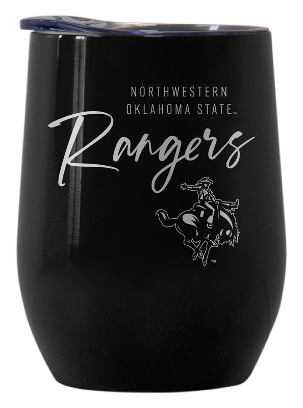 Northwestern Oklahoma State University Officially Licensed 12 oz Engraved Insulated Wine Stainless Steel Tumbler Black
