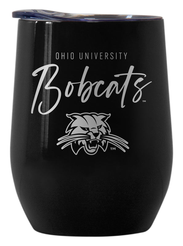 Ohio University Officially Licensed 12 oz Engraved Insulated Wine Stainless Steel Tumbler Black