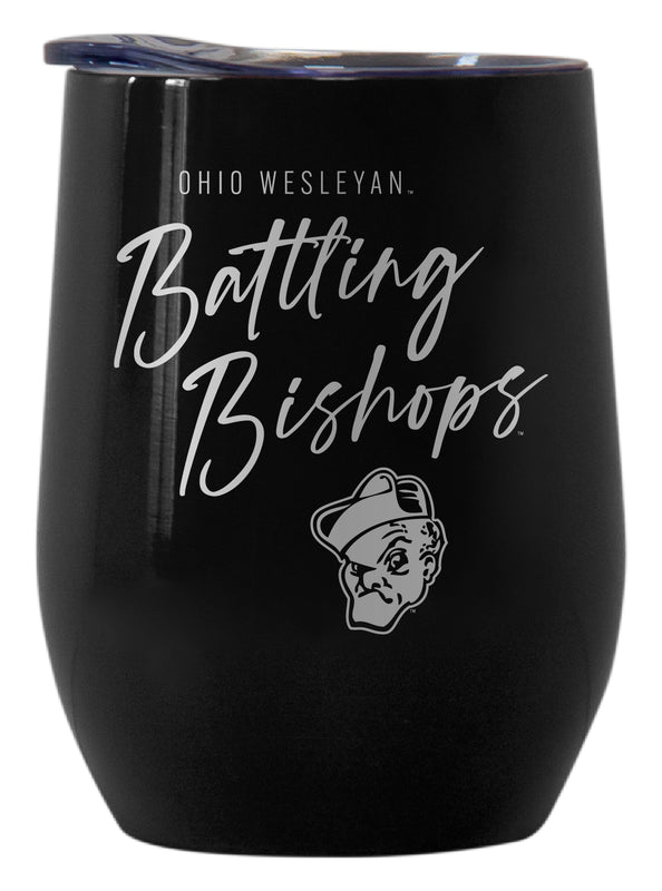 Ohio Wesleyan University Officially Licensed 12 oz Engraved Insulated Wine Stainless Steel Tumbler Black