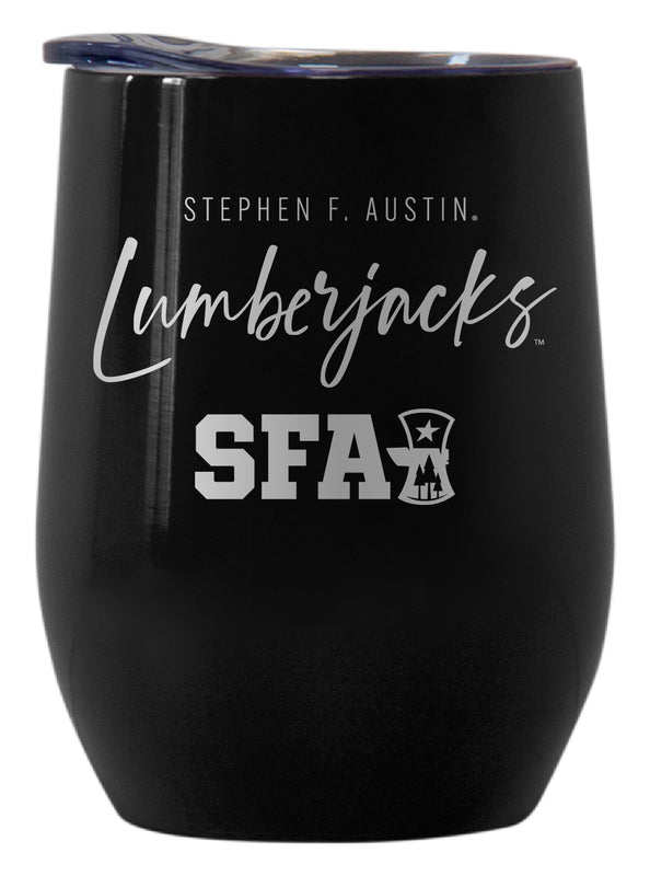 Stephen F. Austin State University Officially Licensed 12 oz Engraved Insulated Wine Stainless Steel Tumbler Black