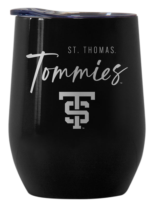 University of St. Thomas Officially Licensed 12 oz Engraved Insulated Wine Stainless Steel Tumbler Black