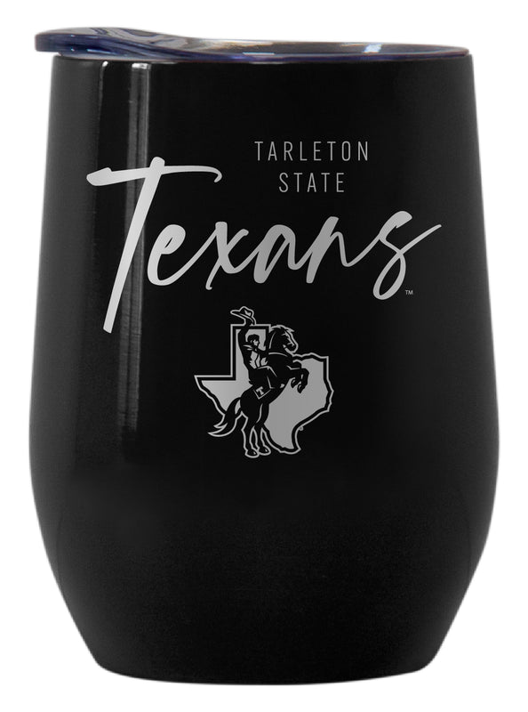 Tarleton State University Officially Licensed 12 oz Engraved Insulated Wine Stainless Steel Tumbler Black