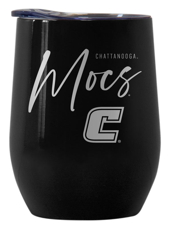 University of Tennessee at Chattanooga Officially Licensed 12 oz Engraved Insulated Wine Stainless Steel Tumbler Black